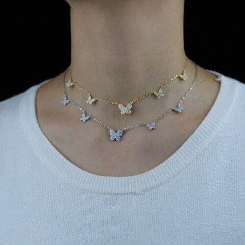 New arrived Multi Animal Design Choker Jewelry For Women Micro Pave Clear Cubic Zirconia Butterfly CZ Charm Choker Necklace Gift