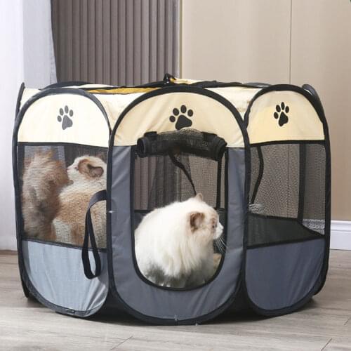 Outdoors For Large Dogs Pet House Breathable Folding Pet Carrier Tent Portable Dog Tent Indoor Dog House Octagon Pet Playpen
