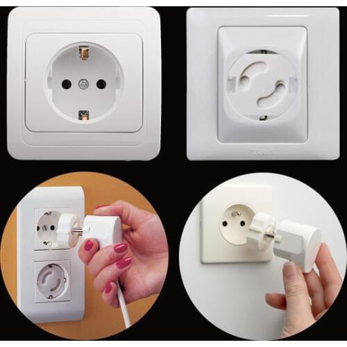 10Pcs Children Electrical Outlets Baby Safety Rotate Cover 2 Hole Round European Standard Child Socket Plastic Security Locks
