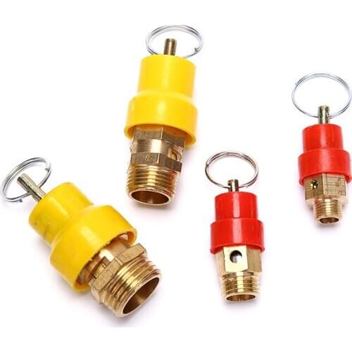 Safety Valve Spring Type Vent Exhaust Valves Thread Connector Pressure Tube Air Compressor Red/Yellow Hat Brass Pneumatic Parts