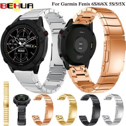 26mm 22mm 20mm Watchband Strap for Garmin Fenix 6X 6 6S 5X 5S 5 3 3HR GPS Watch Quick Release Stainless steel Wrist Band Straps