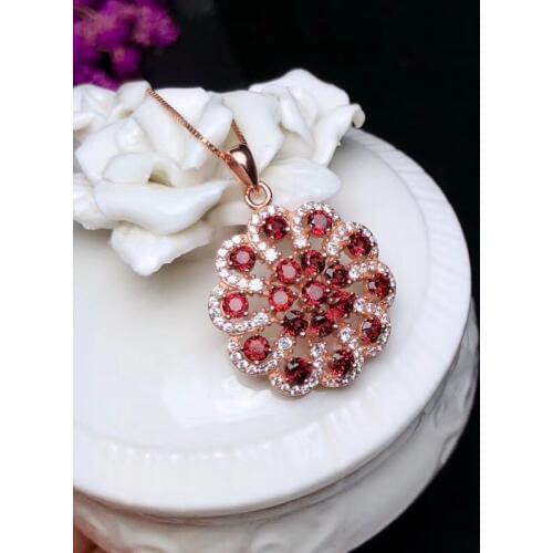 Luxury style, natural garnet necklace, 925 silver, cheap, two colors, new store specials