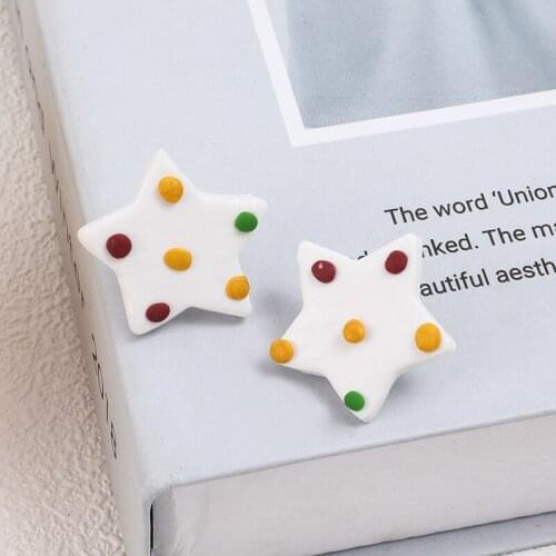 Christmas Clay Earrings Star Dot Colorful Fashion Trendy Originality Funny Drop Statement Earrings for Women Party