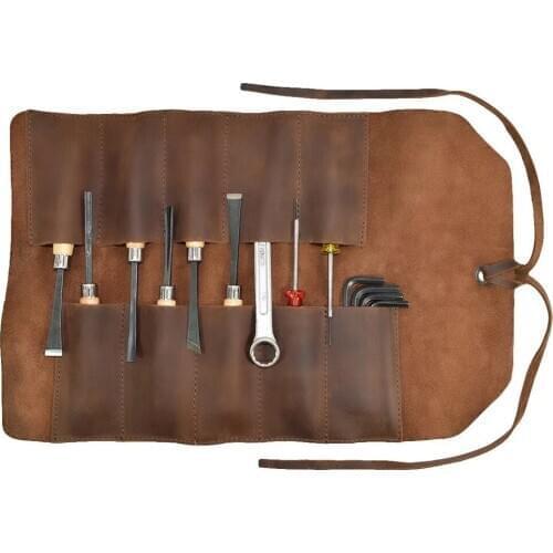 Handmade Cowhide Tool Bag Leather Belt Storage Holder Organizer Adjustable Bag for Screwdriver Hardware Toolkit