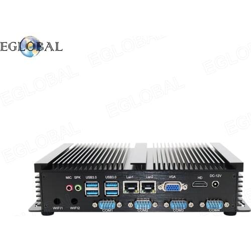 Cheapest industrial mini pc Fanless computer with USB 3.0 Dual Gigabit Lan 4 COM HDMI Intel Celeron C1007U Windows 10 Linux