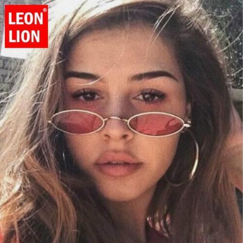 LEONLION 2021 Small Oval Sunglasses For Men Male Retro Metal Frame Yellow Red Vintage Small Round Sun Glasses For Women