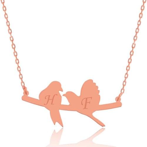 Tevuli 925 Sterling Silver Personalized Love Birds Is Necklace