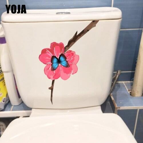 YOJA 19.1X23.3CM Plum Blossom Branch Home Room Decor Classic WC Toilet Decal Cartoon Wall Sticker T1-2329