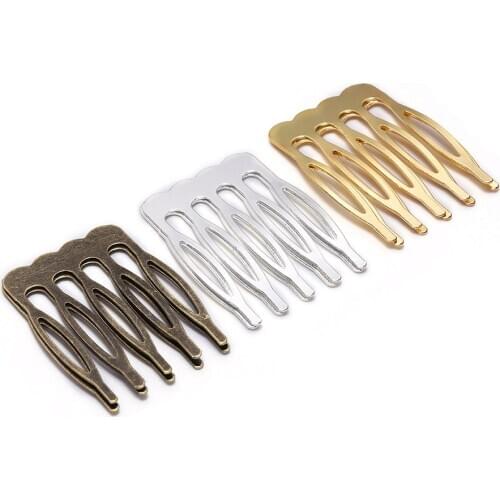 10Pcs 5/8/10/12 Metal Teeth Hair Comb Clips Claw Barrettes Hairpins Crown Comb Bride Wedding Base For Jewelry Making Findings
