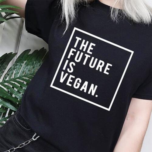 The Future Is Vegan Print Summer Graphic Tees Women Harajuku Aesthetic Female T-shirt Casual Vintage Tops Tumblr Clothes Hipster
