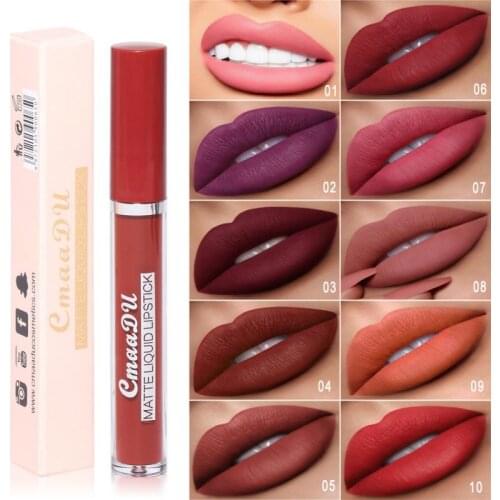 CMAADU 10 Color Liquid Lipstick Matte Lip Gloss Cosmetic Lightweight Lip Glaze Long Lasting Lip Tint Waterproof Lips Makeup 1pcs