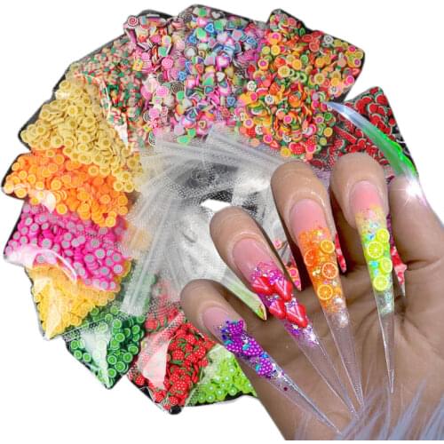 1 Bag 3D Colorful Tiny Fruit slices Sequins for Nails DIY Design Acrylic Beauty Polymer Clay Nail Art Accessories