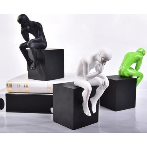 1 pair Creative Figure Design Thinker Resin Bookend Shelf Bookend Holder Office School Supplies Stationery Gift Home Decoration