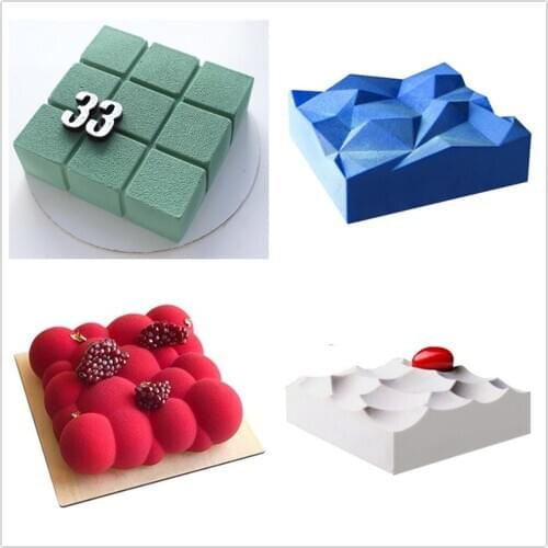 Square Shape Silicone Mousse Cake Mold Cloud Silicone Mold Rock Mousse Mold Sea Wave Cake Mould Square Mousse Dessert Mould