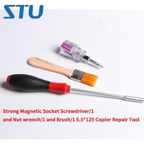 2Sets Strong Magnetic Socket Screwdriver/1 and Nut wrench/1 and Brush/1 5.5*125 Copier Repair Tool for Xerox for Ricoh