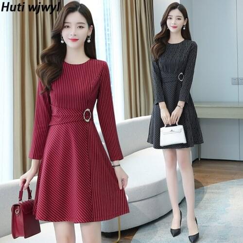 2021 High Quality Black Chic Sexy Dress Spring Autumn Vintage Red Striped Plus Size Club Mini Dress Women Bodycon Party Vestidos