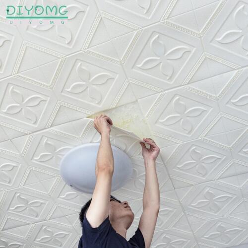 3D PVC Waterproof Self-adhesive Roof Wallpaper Stickers Roof Ceiling Contact Paper Living Room Bedroom Home Decor Wall Covering