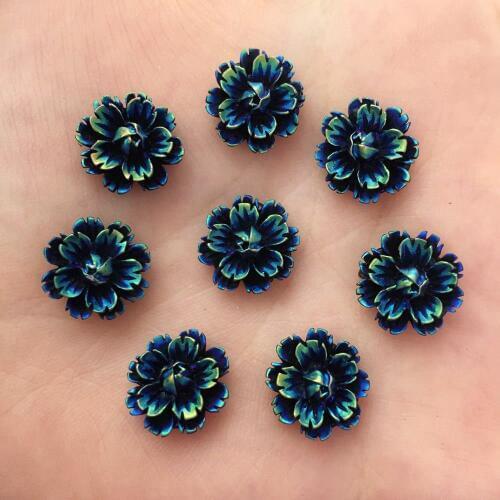 60PCS AB Resin 12mm Black Flower Flat Back Stone Scrapbook DIY Wedding Applique Ornament F513