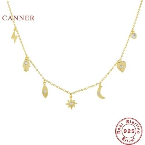 CANNER Real 925 Sterling Silver Necklace Approximately Wear A Delicate Pendant Necklace For Women Jewelry Charming Chain Bijoux