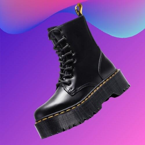 Thick Soled Martin Boots Side Zipper British Height Increasting Womens Short Boots Thicken Bottom Round Toe Lace Up Boots