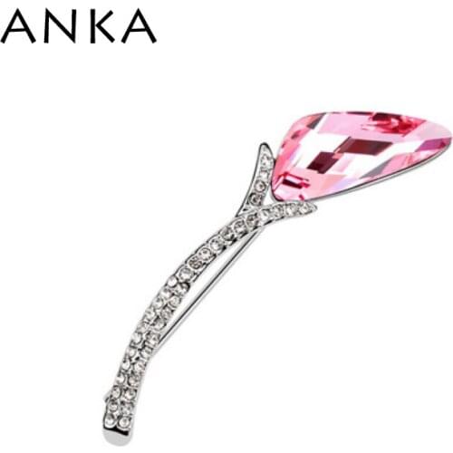 ANKA Fashion Lovely Crystal Flower Rhodium Plated Carve Shining Brooch Wedding Party Gift Crystals from Austria #93881