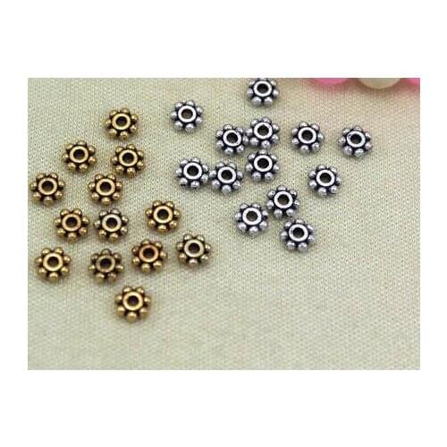 4mm 50pcs/lot Tibetan Silver snowflake Bead Antique Loose Bead Spacer Connectors for DIY Jewelry Making bracelet fg4tg