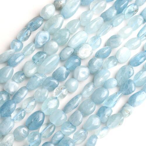 Natural Stone Beads 6-8mm Irregular Aquamarina Stone Beads For Jewelry Making Bracelet Necklace 15inches
