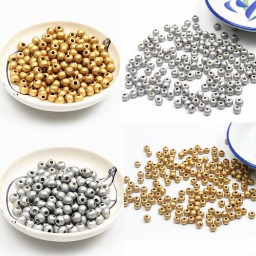 Gold/Silver Color 6/ 8/ 10/MM Wooden Beads Jewelry Findings Making Spacer Beading Wood Beads For Kids Toys Pacifier Clip