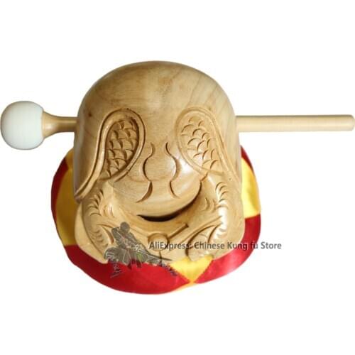 3.5 inches Zen Buddhist Monk Wooden Fish Mokugyo Temple Block Muyu Wood Color