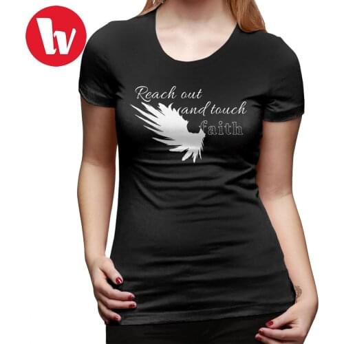 Rock Style T-Shirt Reach Out And Touch Faith White T Shirt O Neck Print Women tshirt Trendy 100 Cotton Ladies Tee Shirt