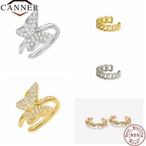 CANNER 1 Pair 925 Sterling Silver Jewelry Ear cuff Clip on Earrings Clip Earrings for Women No Piercing Earrings pendientes