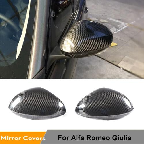 Carbon Fiber Car Rear View Mirror Covers Caps for Alfa Romeo Giulia 2015 - 2018 Car Rear Side Mirror Caps Covers Shell Case