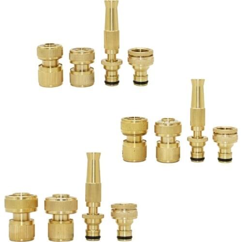 Brass 1/2" 5/8" 3/4" Garden Irrigation Water Gun Kit Adjustable Sprinkler Garden Hose Sprinkler Car Wash lawn Watering 1set