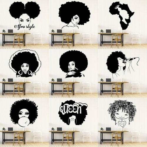 Beautiful African Woman Wall Decal Africa Girl Vinyl Decor Sticker Tribal African Lady Beauty Salon Wallpaper Poster Art