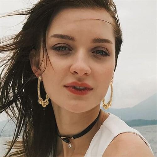 Fashion Alloy Spring Line Earrings Woman Temperament Circular Earrings Big Hoop Earrings Female Party Jewelry Gift