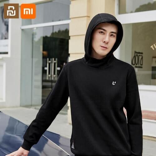 Xiaomi mijia youpin reflective printing mens casual hooded sweater double-sided knitted fabric high collar hat jacket