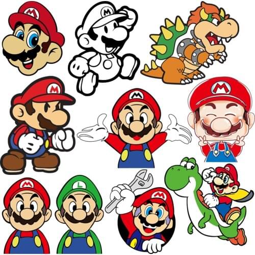 Patches For Clothes Super Mary DIY For Child Thermo Stickers T-Shirt Washable Heat Transfer Mario Parches Iron On Transfer