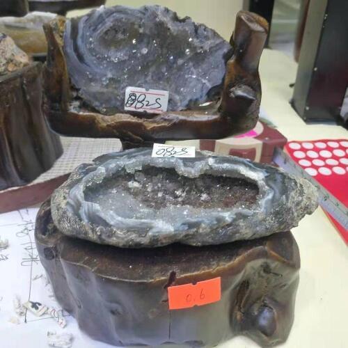 Natural crystal agate cave cornucopia ornaments as home decoration