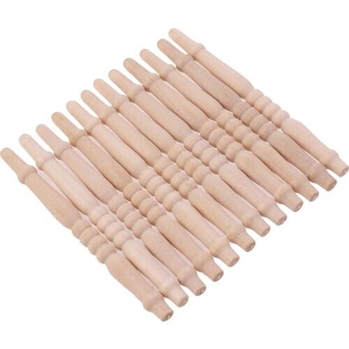 New DIY Spindles Balusters Wooden Dollhouse Miniature 1/12 Scale Stair Railing Furniture Toys