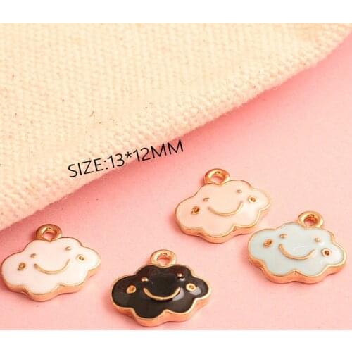Wholesale Kawaii Cloud Alloy Pendant Charms 100PCs 50PCs Metal Enamel Oil Drop Bracelet Charm Pendant Gold Tone Floating Charm