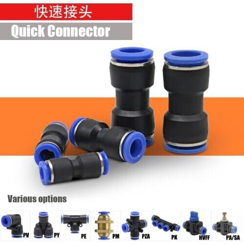 Pneumatic fittings PY/PU/PV/PE water pipes and pipe connectors direct thrust 4 to 16mm/ PK plastic hose quick couplings