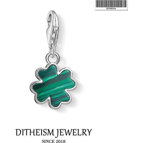 Green Cloverleaf Charms Pendant,2019 Fashion Jewelry 925 Sterling Silver Trendy Lucky Gift For Women Girls Fit Bracelet Necklace