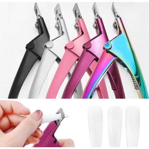 Professional Nail Art Clipper Special type U word False Tips Edge Cutters Manicure Colorful Stainless Steel Nail Art Tools