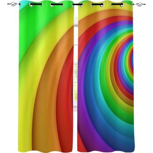 Rainbow Curved Color Window Curtains Living Room Kitchen Curtains Modern Home Decor Bedroom Treatment Drapes