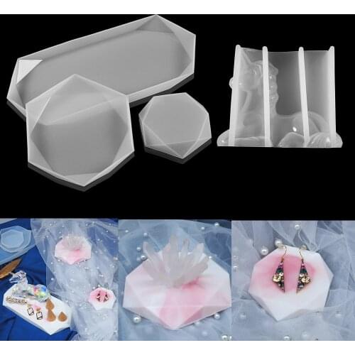 Rhombus Rectangle Shape Silicone Molds Epoxy Resin DIY Coasters Trays Mould for Handmade Craft Making for DIY Resin Art Supplies