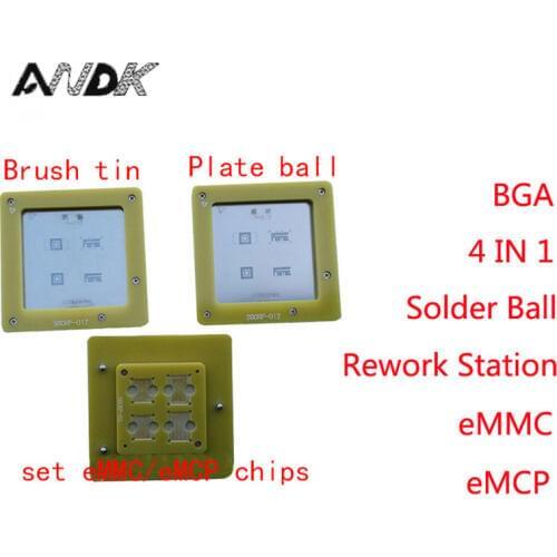 EMMC/eMCP Reballing stencil 4 in 1 BGA Rework Station eMMC153 eMMC169 eMCP162 eMCP186 Reball Jig Solder Ball Mounting NAND chips
