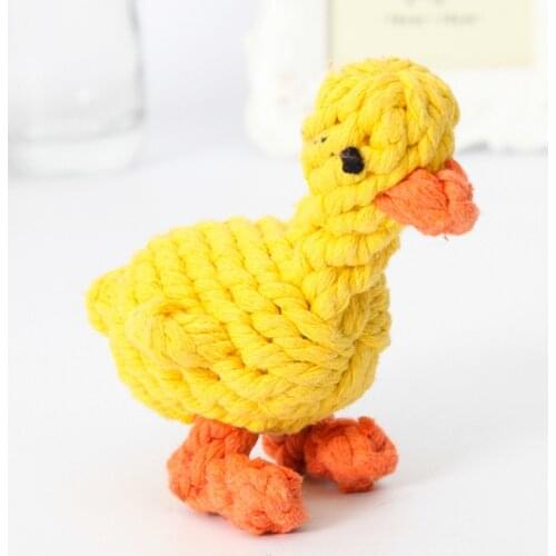Rope Knitting Dog Toys Little Yellow Duck Pet Toys Cotton Knot Hand Woven Dog Bites Chewing Toys Wear Resistant Pet Products