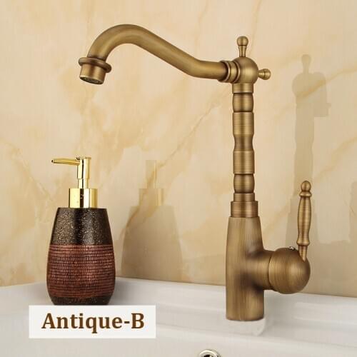 Vidric Antique Brass Kitchen Faucet 360 Swivel Bathroom Basin Sink Mixer Tap Crane Home Improvement Accessories 11-04-2