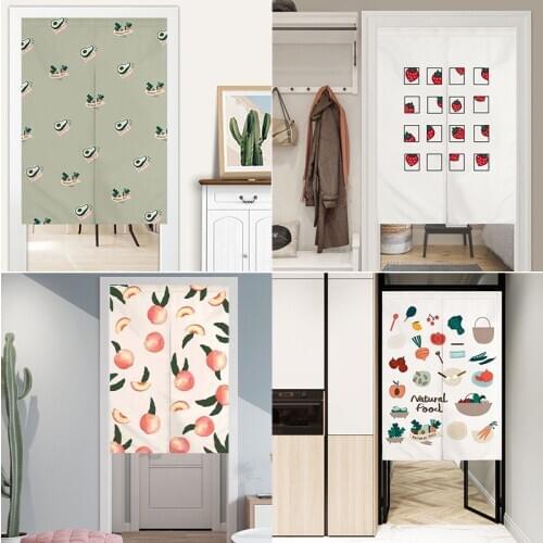 Japanese Door Curtain Kitchen Bedroom Half Panel Curtain Partition Hanging Curtain Decorative No Hole