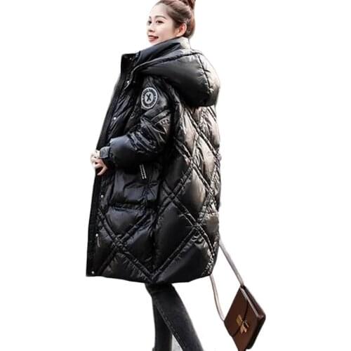 2021 New Winter Warm Cold Outerwear Women Korean Casual Long Down Cotton Jacket Black Thick Hooded Parka Overcoat Ropa Mujer